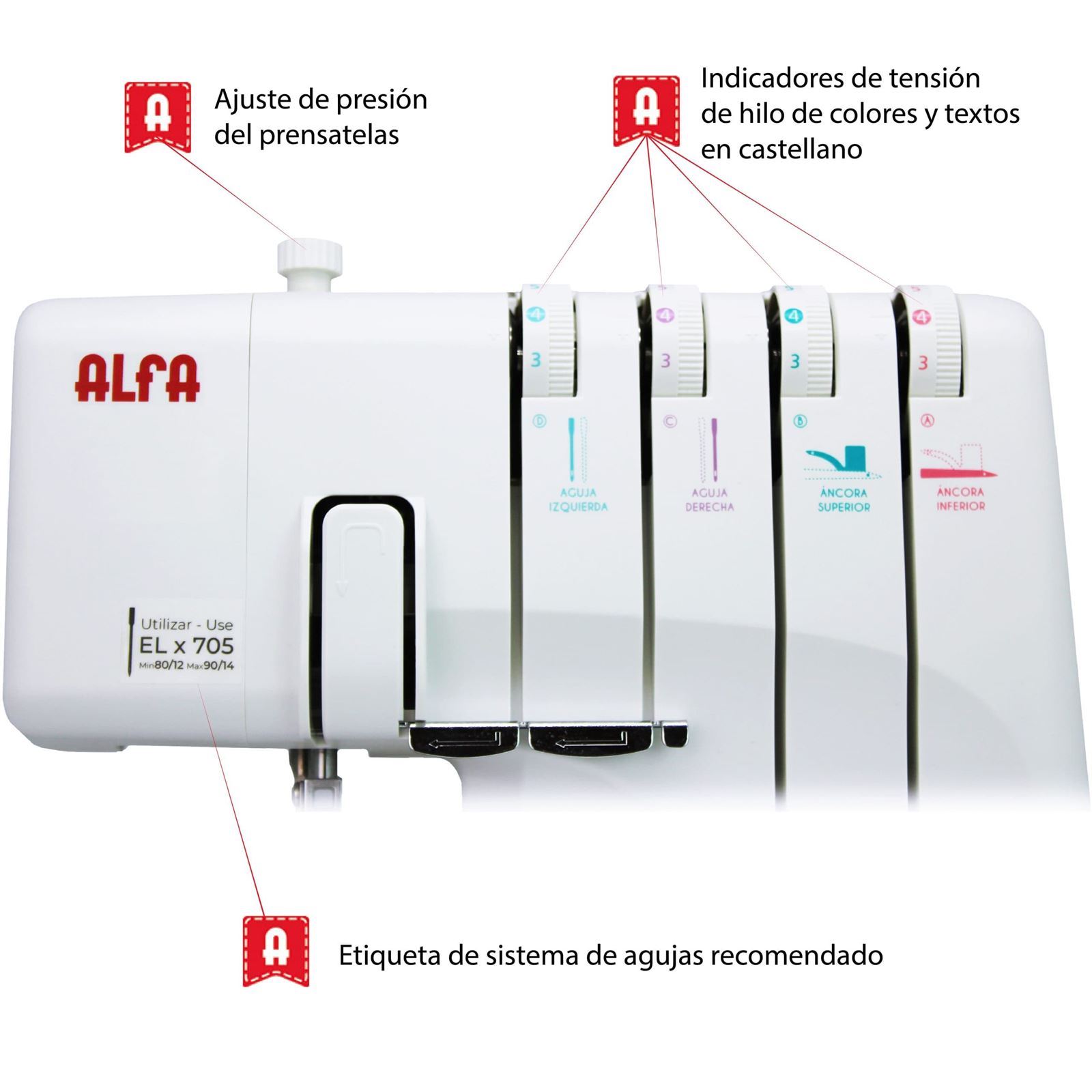 ALFA STYLE 8708 PLUS - Máquina de coser Remalladora/Overlock - Imagen 6