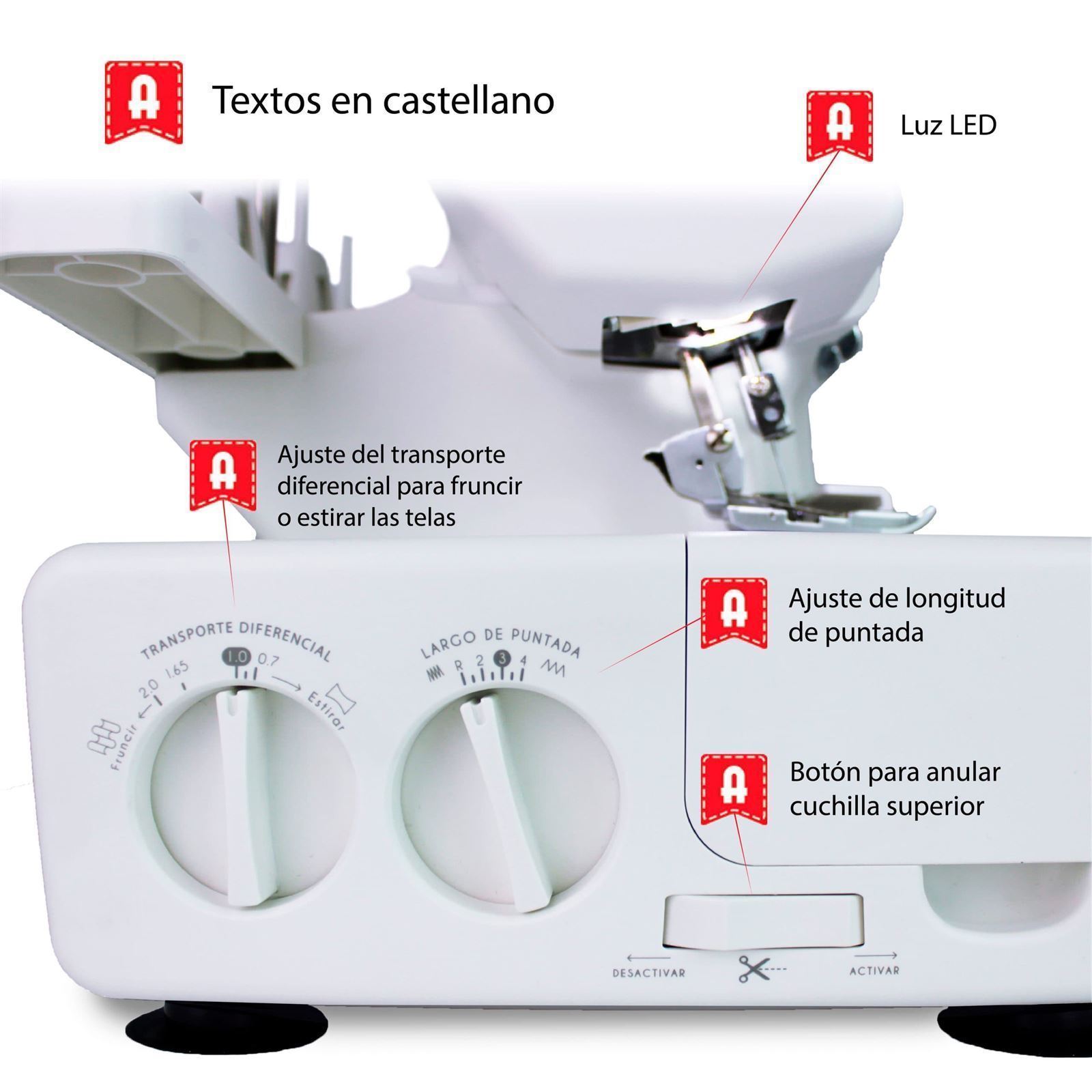 ALFA Style 8708 Plus – Remalladora Overlock Profesional de 2, 3 y 4 Hilos - Imagen 3