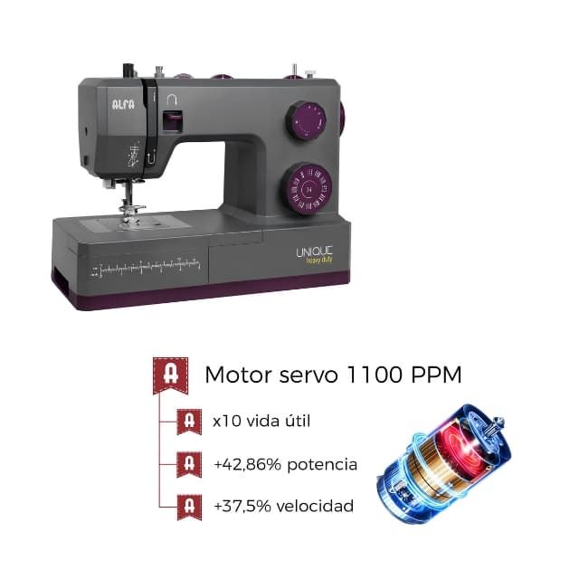 Alfa UNIQUE Heavy Duty - Máquina de Coser Electrónica para Tejidos Gruesos y Uso Intensivo - Imagen 7