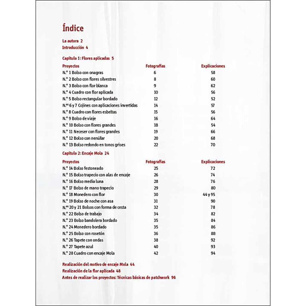 Libro Aplicaciones de Flores y Encaje Mola – 28 Proyectos con Patrones - Imagen 2